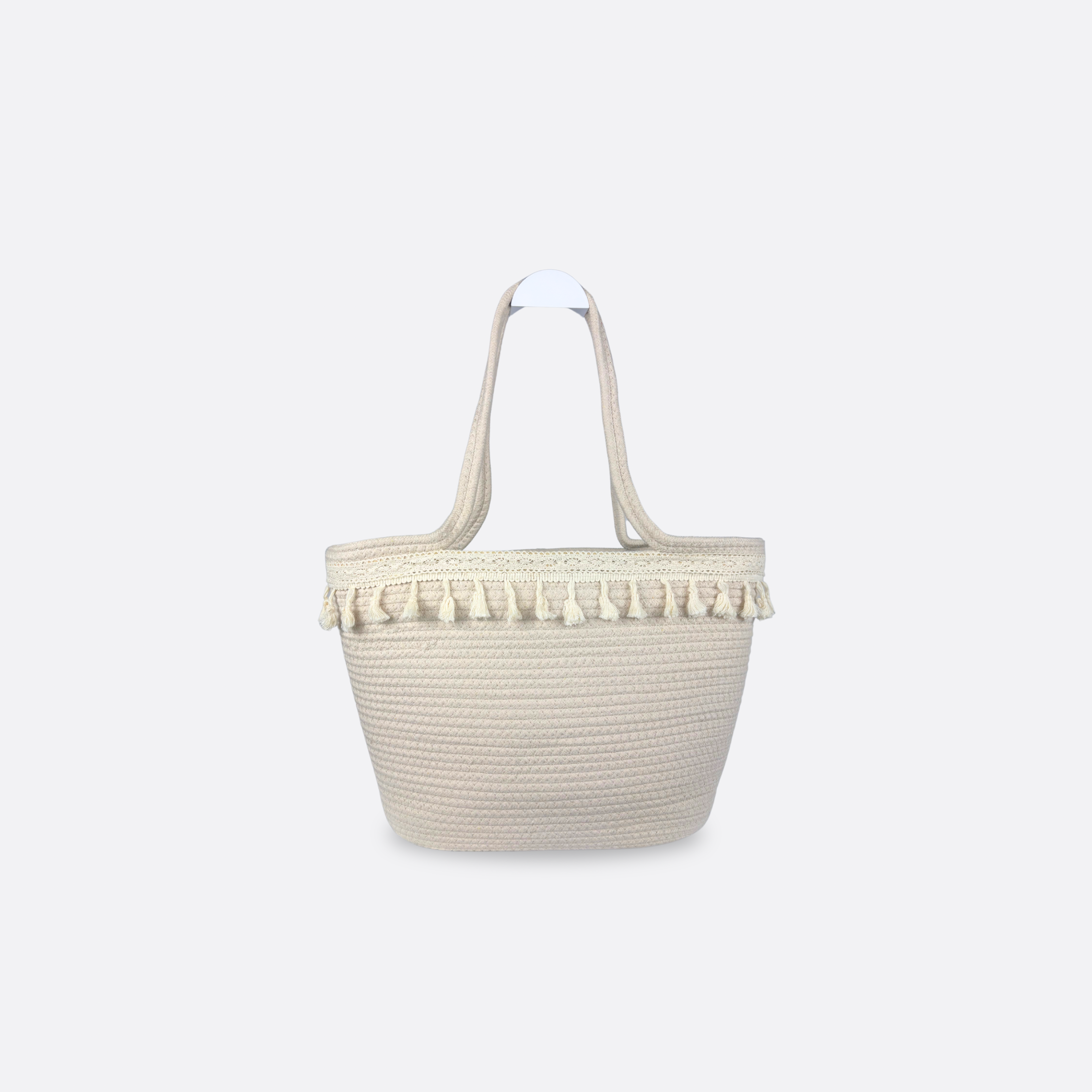 PANIER COTON NATUREL AVEC FRANGE