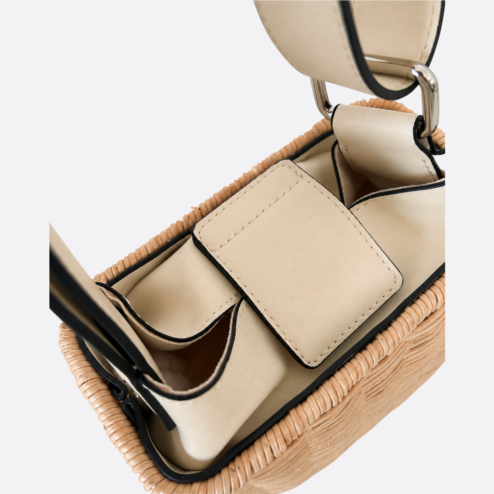 RIVIERA - Sac bandoulière rotin et cuir