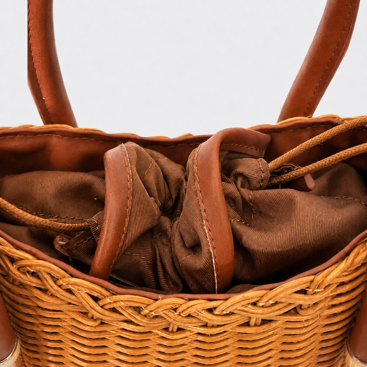 PORTOFINO - Sac à main rotin et cuir